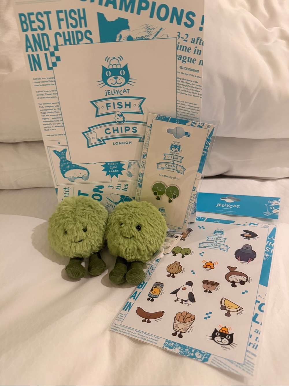 Dot and Peggy mushy peas - includes pin, stickers, bag, and bag clips